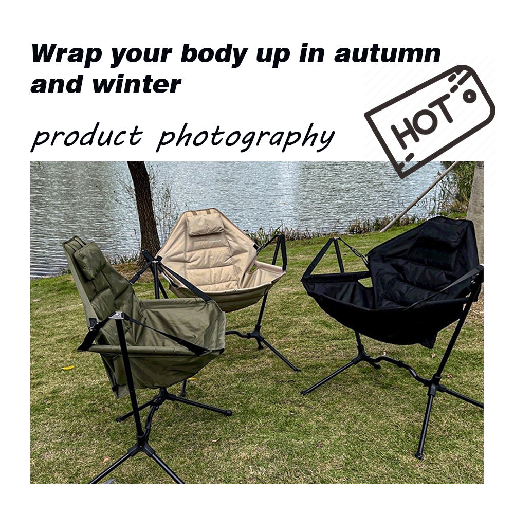 Portable Folding Camping Hammock Chair with Adjustable Backrest – Lightweight Rocking Chair for Lawn, Beach & Outdoor Relaxation