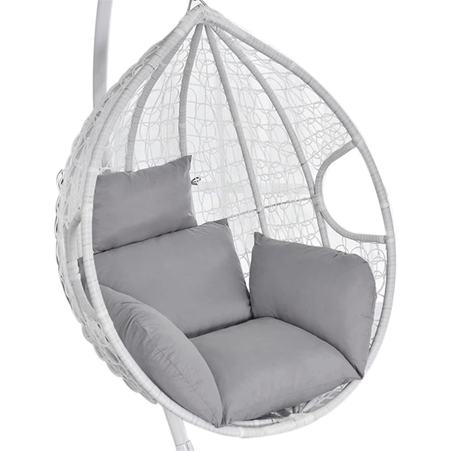 Indoor & Outdoor Rattan Hanging Egg Chair with Cushion and Sturdy Metal Stand – Modern Swing Chair for Patio, Garden, or Living Room