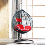 Indoor & Outdoor Rattan Hanging Egg Chair with Cushion and Sturdy Metal Stand – Modern Swing Chair for Patio, Garden, or Living Room