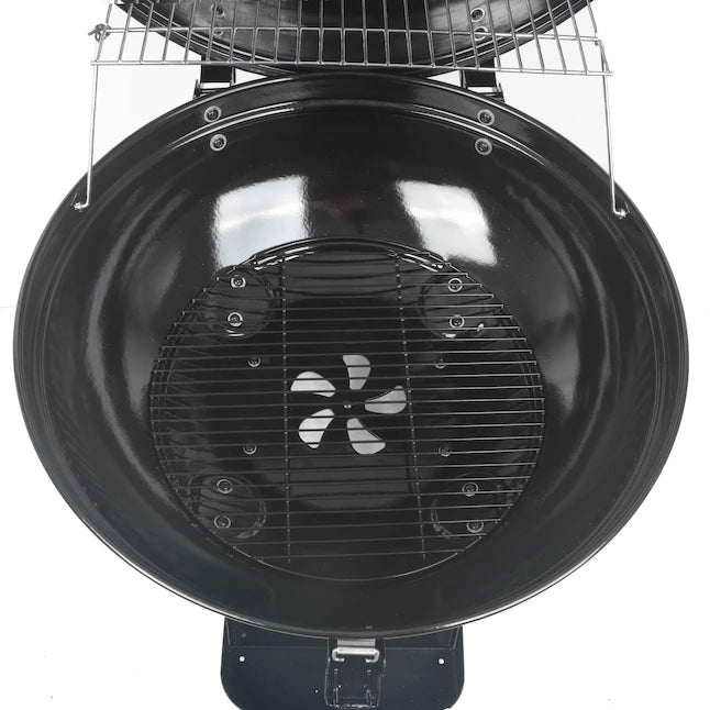 Trolley Charcoal Kettle BBQ Grill with Storage Basket – 22.5" Outdoor Barbecue