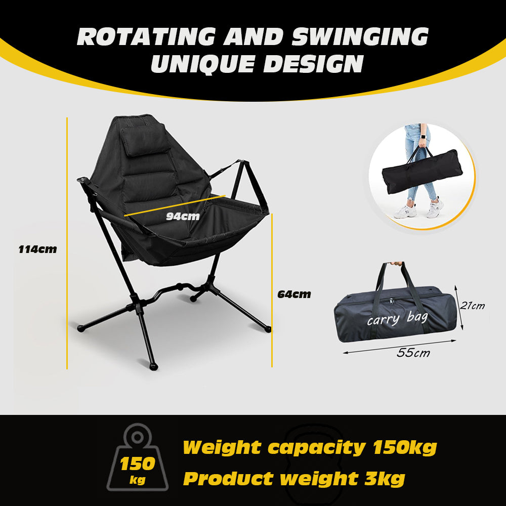 Portable Folding Camping Hammock Chair with Adjustable Backrest – Lightweight Rocking Chair for Lawn, Beach & Outdoor Relaxation