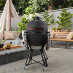 Auplex 18" Ceramic Kamado BBQ Grill – Frosted Glaze Charcoal Barbecue for Outdoor Cooking, Camping & Backyard