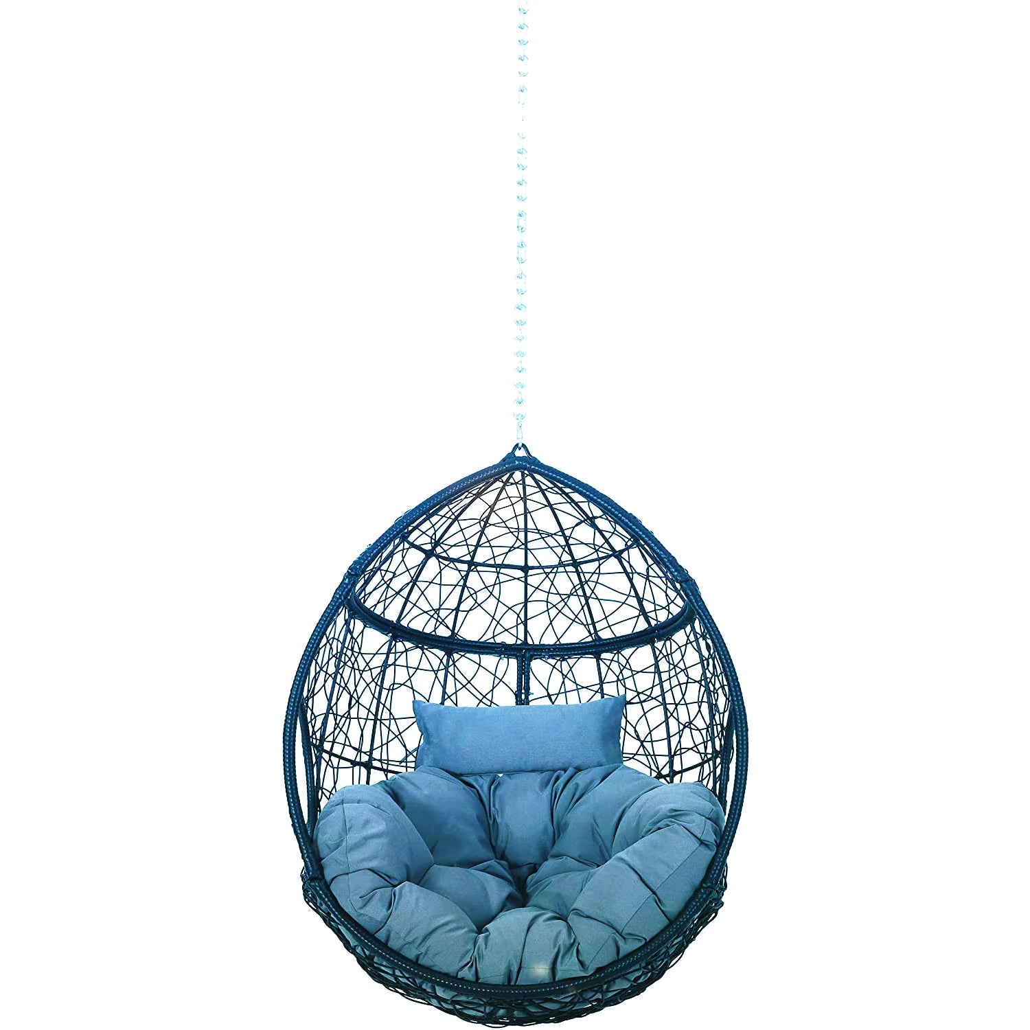 Indoor & Outdoor Rattan Hanging Egg Chair with Cushion and Sturdy Metal Stand – Modern Swing Chair for Patio, Garden, or Living Room