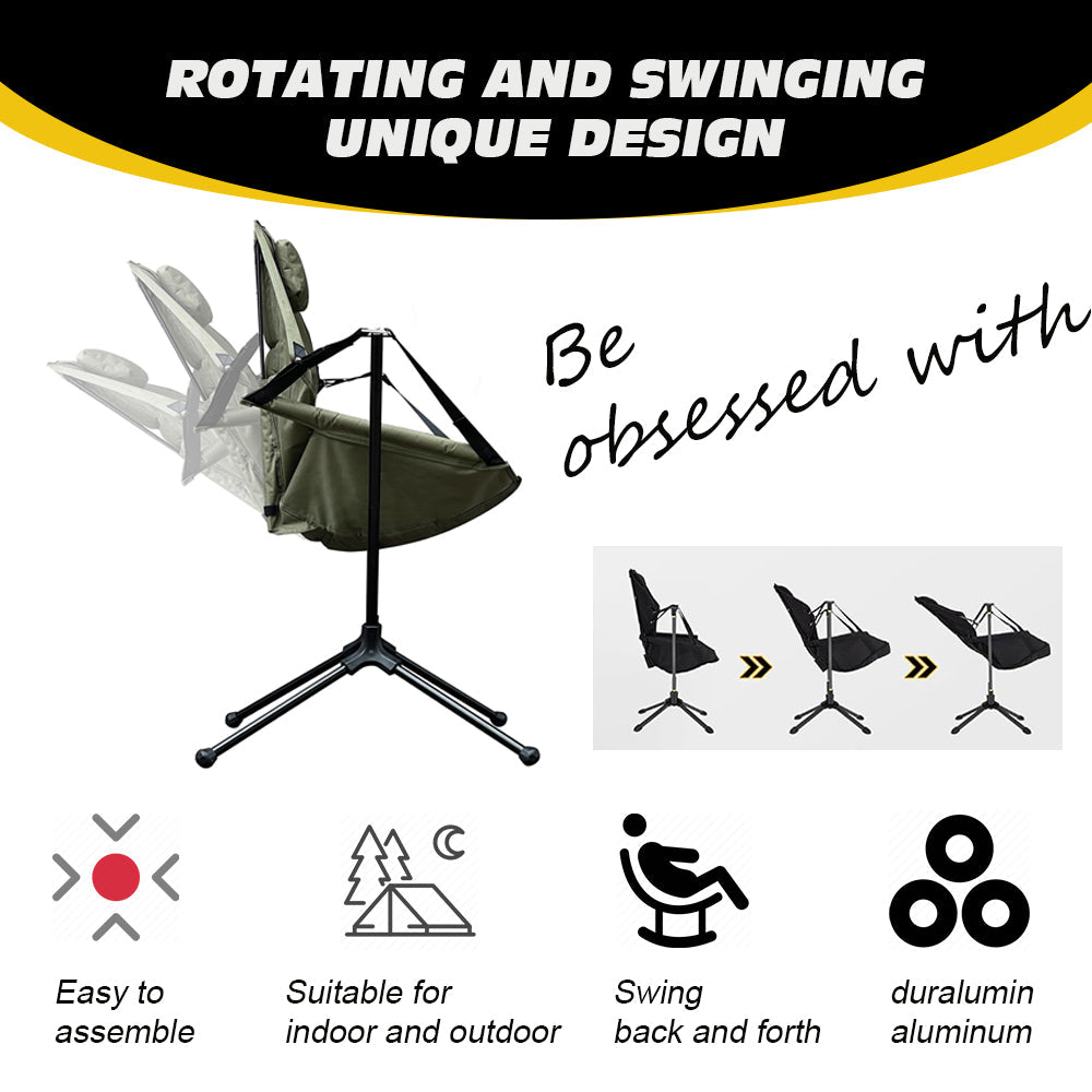Portable Folding Camping Hammock Chair with Adjustable Backrest – Lightweight Rocking Chair for Lawn, Beach & Outdoor Relaxation