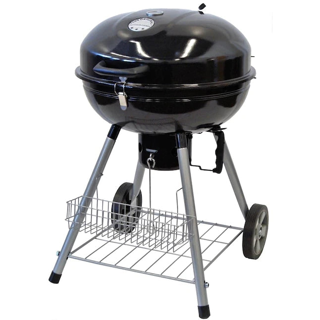 Trolley Charcoal Kettle BBQ Grill with Storage Basket – 22.5" Outdoor Barbecue