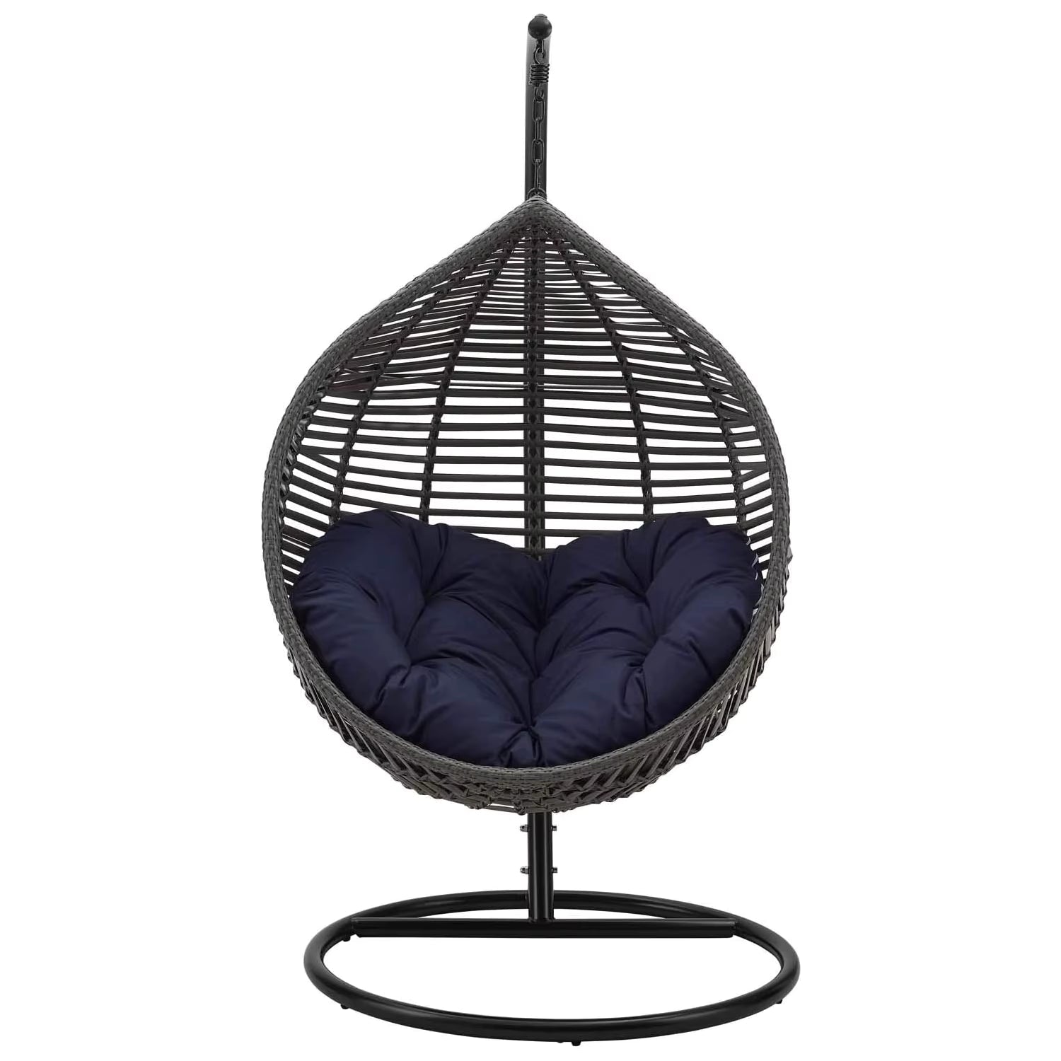 Indoor & Outdoor Rattan Hanging Egg Chair with Cushion and Sturdy Metal Stand – Modern Swing Chair for Patio, Garden, or Living Room