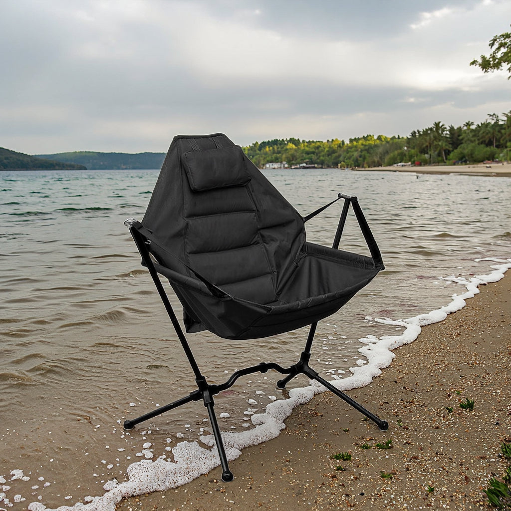Portable Folding Camping Hammock Chair with Adjustable Backrest – Lightweight Rocking Chair for Lawn, Beach & Outdoor Relaxation