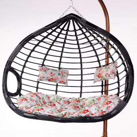 Indoor & Outdoor Rattan Hanging Egg Chair with Cushion and Sturdy Metal Stand – Modern Swing Chair for Patio, Garden, or Living Room