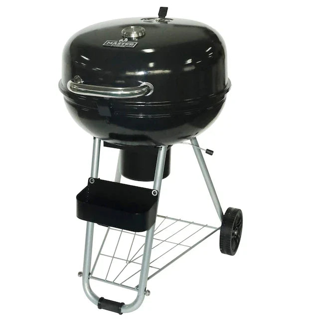 Trolley Charcoal Kettle BBQ Grill with Storage Basket – 22.5" Outdoor Barbecue