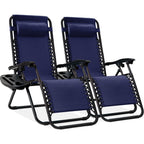 Set of 2 Adjustable Zero Gravity Patio Recliner Chairs with Cup Holders