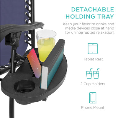 Set of 2 Adjustable Zero Gravity Patio Recliner Chairs with Cup Holders