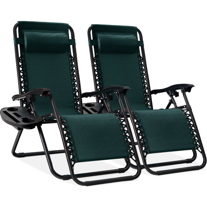 Set of 2 Adjustable Zero Gravity Patio Recliner Chairs with Cup Holders