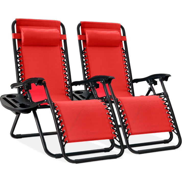 Set of 2 Adjustable Zero Gravity Patio Recliner Chairs with Cup Holders
