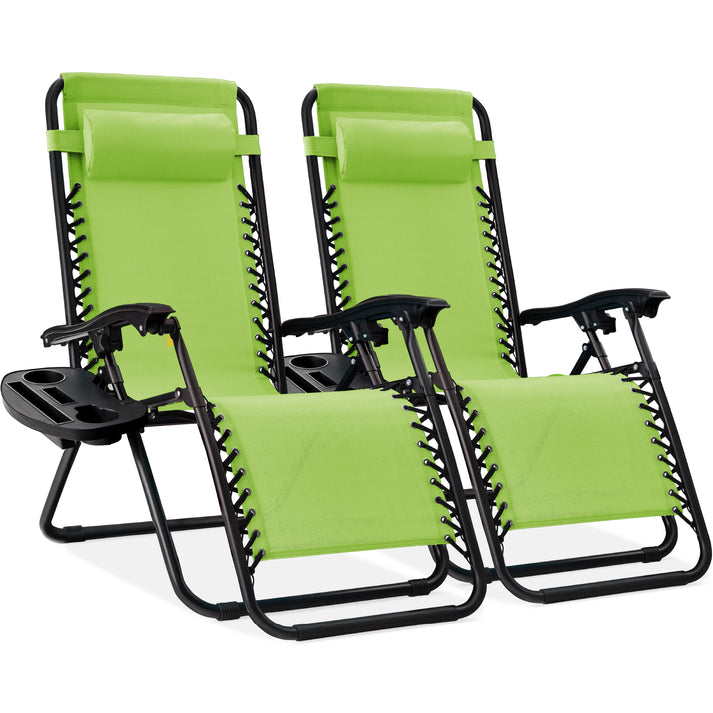 Set of 2 Adjustable Zero Gravity Patio Recliner Chairs with Cup Holders