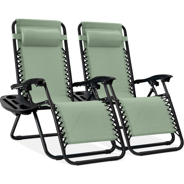 Set of 2 Adjustable Zero Gravity Patio Recliner Chairs with Cup Holders
